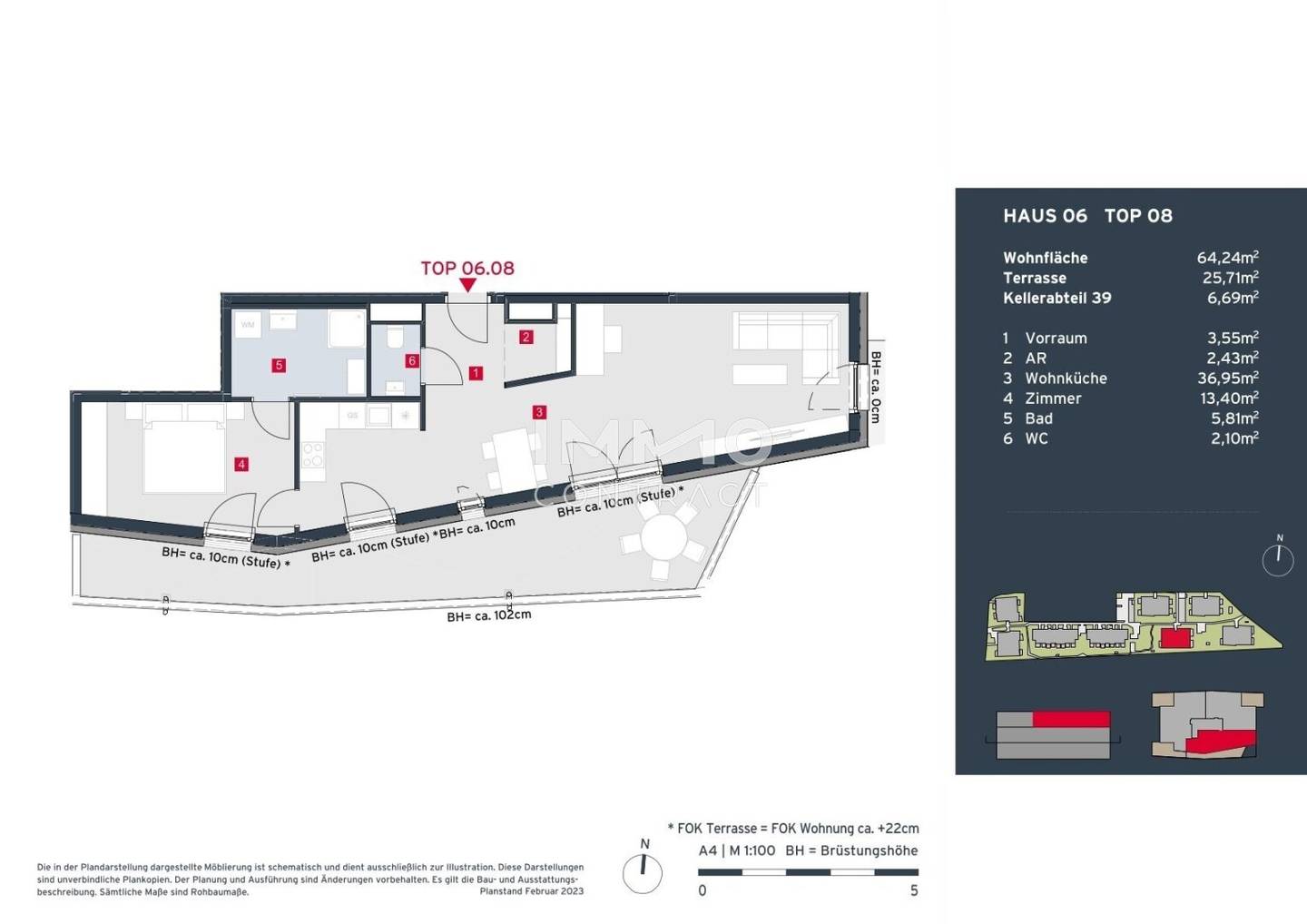 Wohnung im Dachgeschoss mit großer Südterrasse Erstbezug
