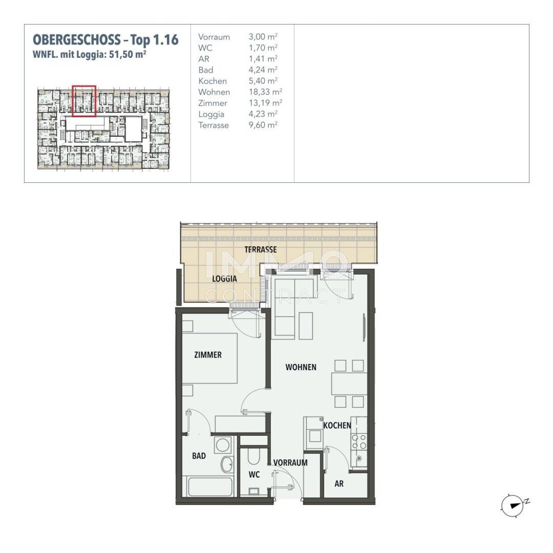 First occupancy apartment with large terrace