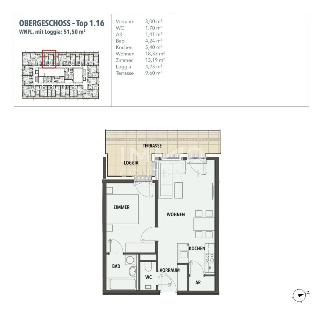 First occupancy apartment with large terrace