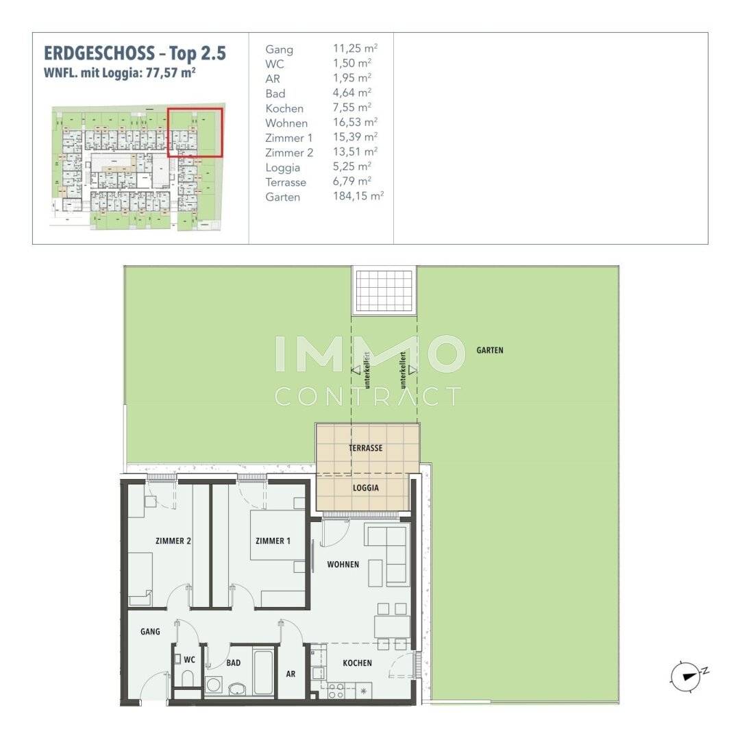 Apartment with large garden and loggia