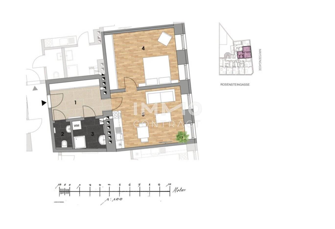 Wiener Rose Modern 2 Room Old Building Apartment First Occupancy