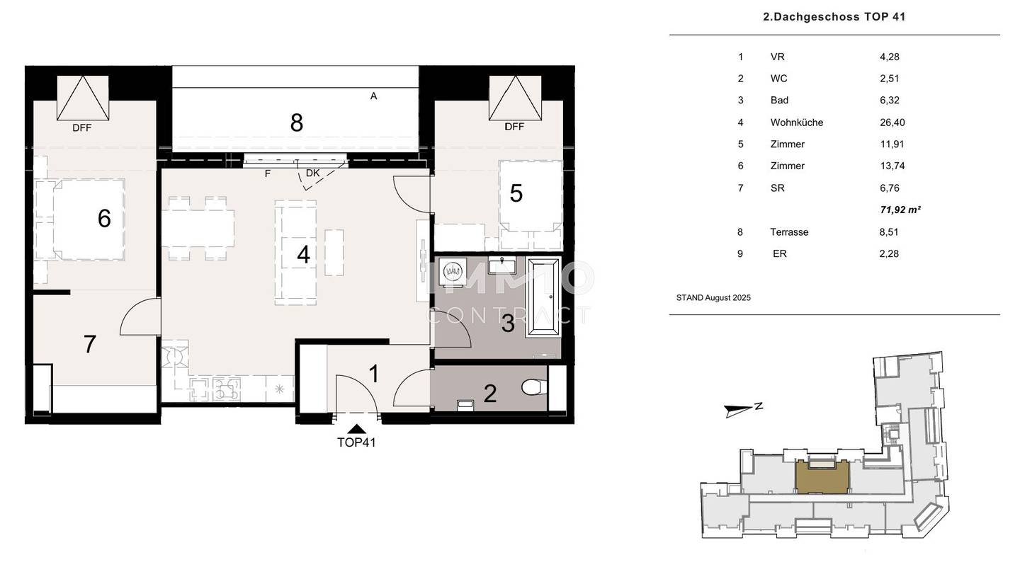 Dachgeschosswohnung Terrasse Neubau U4