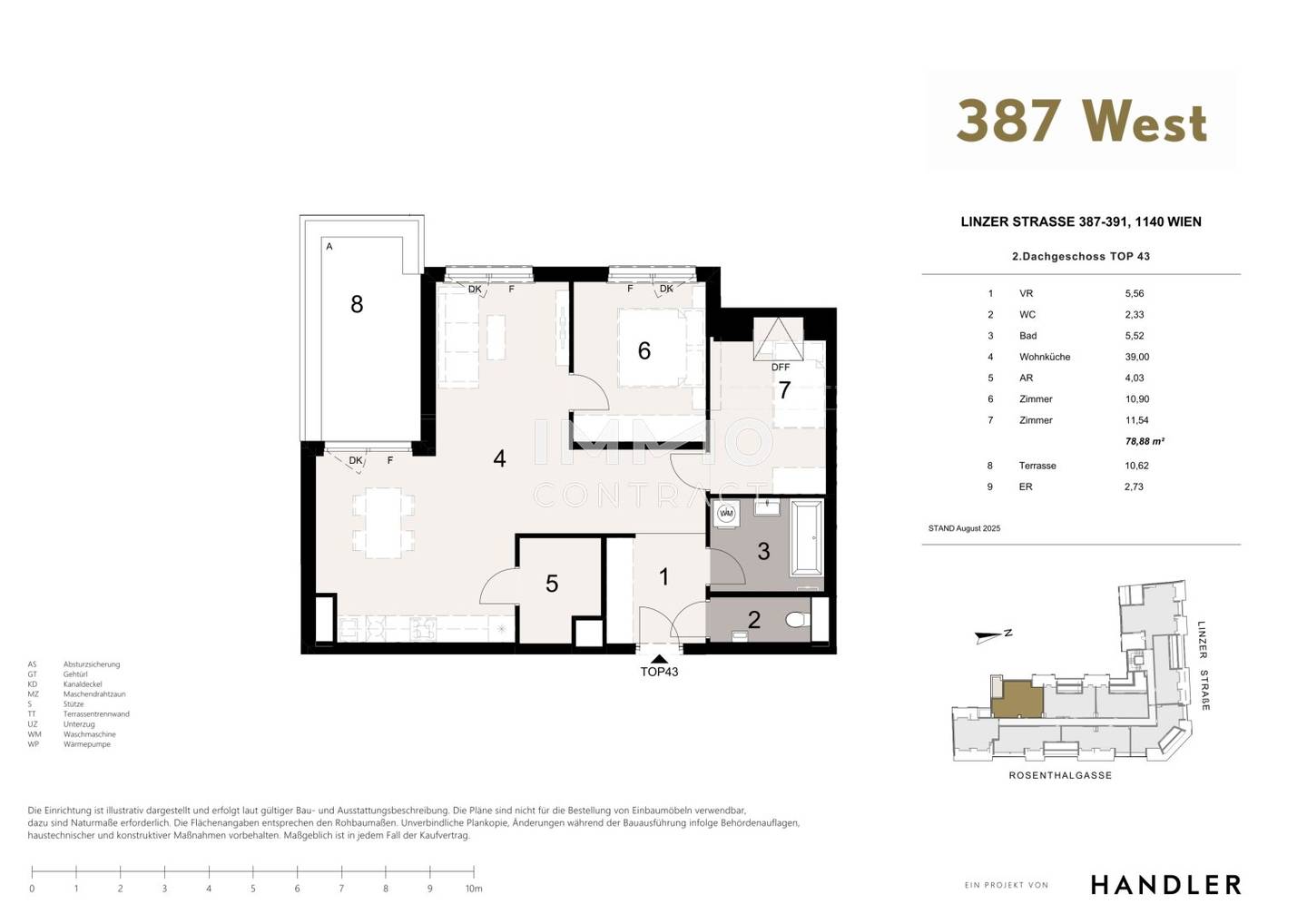 Top floor apartment with terrace and spacious kitchen