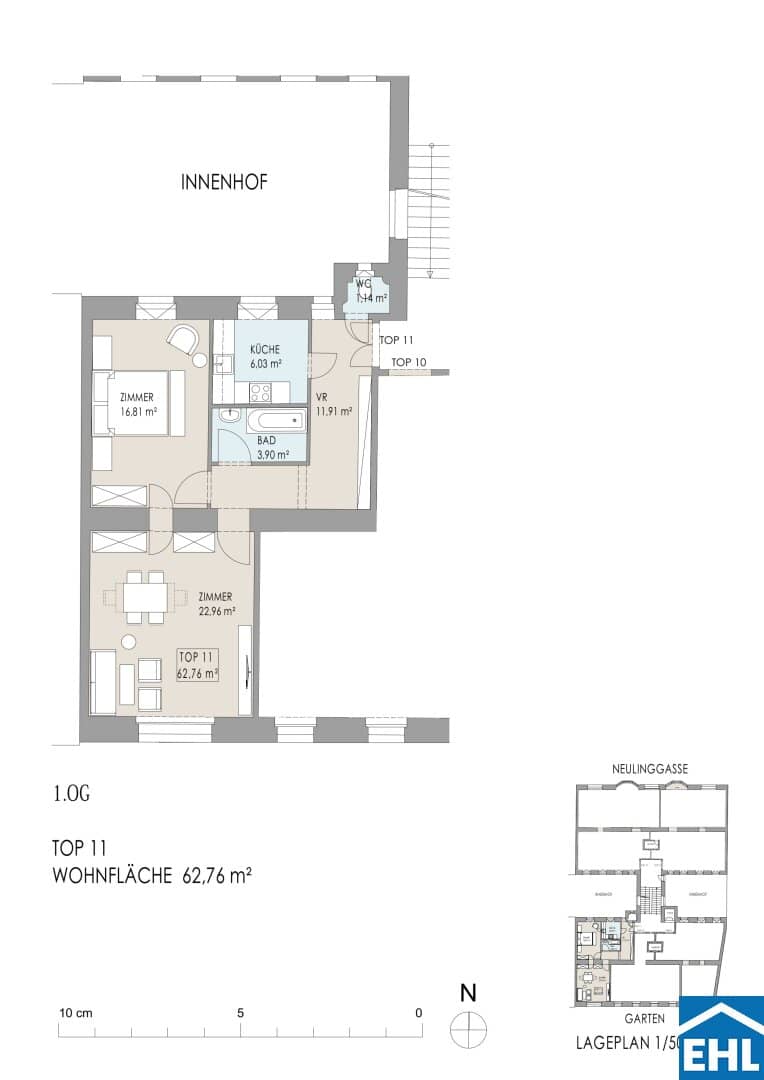 Wohnung Hofruhelage Balkonoption und neue Küche