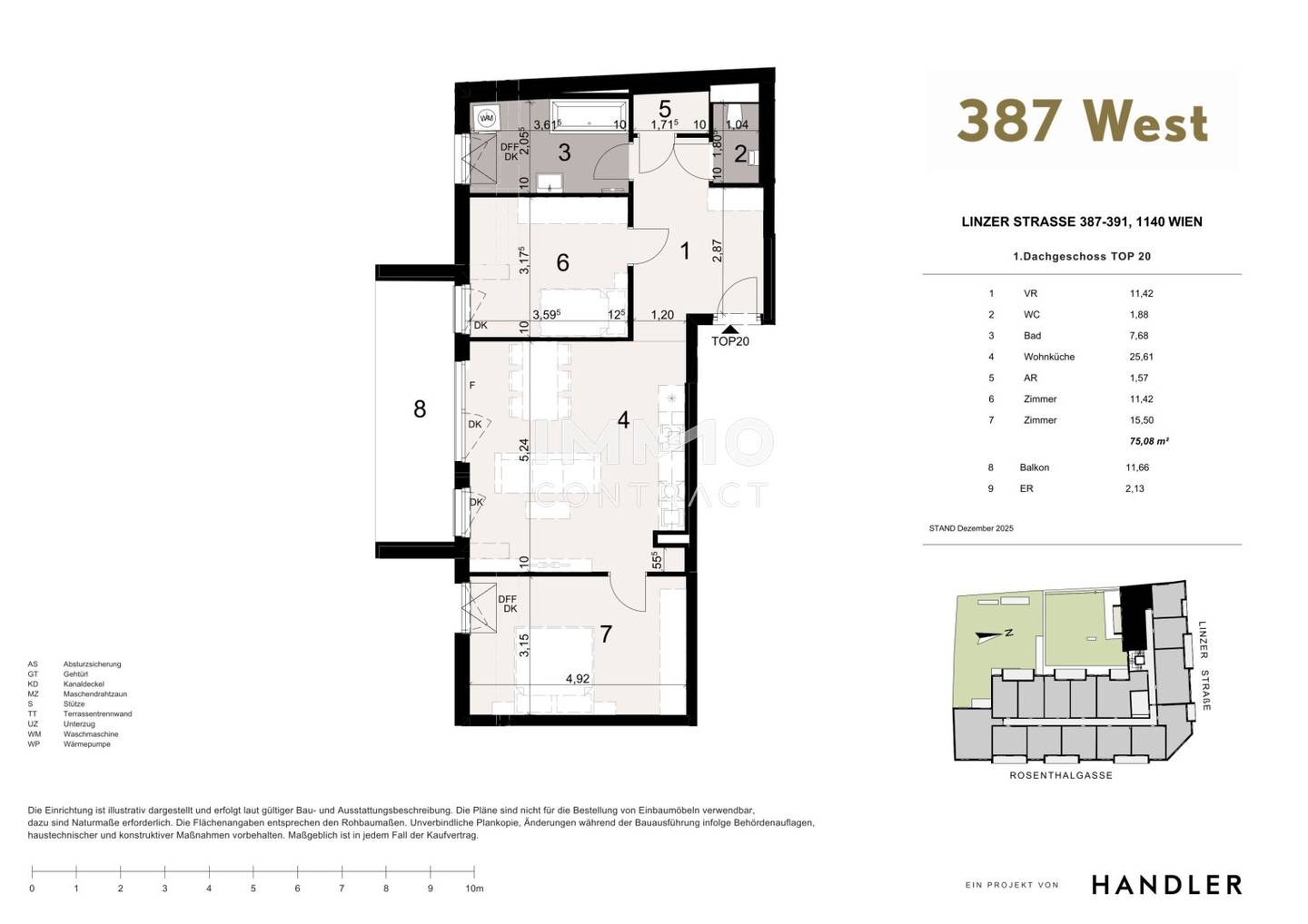 Dachgeschosswohnung hell mit Balkon und offener Küche