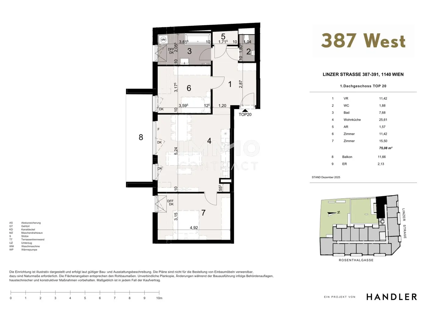 Attic apartment bright with balcony and open kitchen