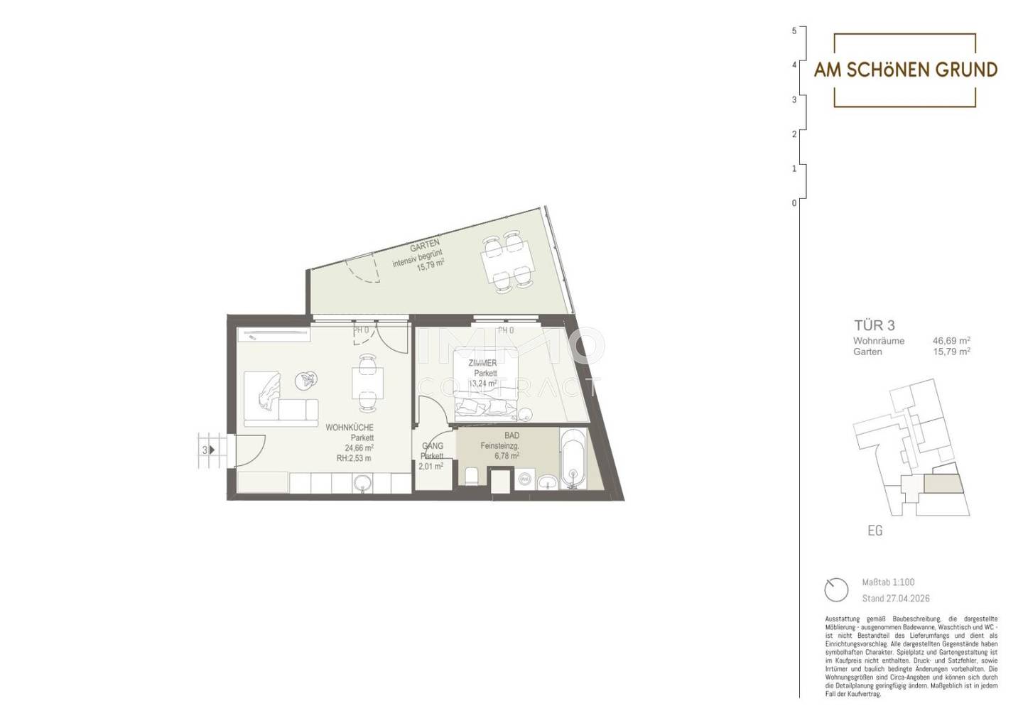 Wohnung Erstbezug mit eigenem Garten in Donaustadt