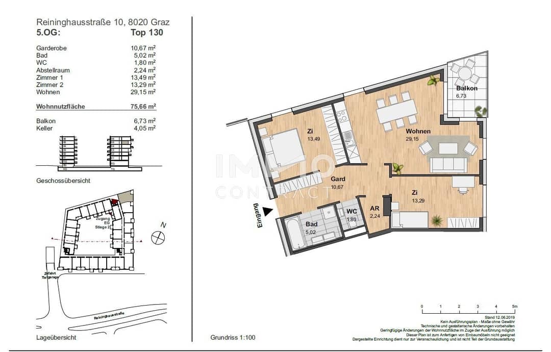 Three room apartment Reininghaus balcony city view