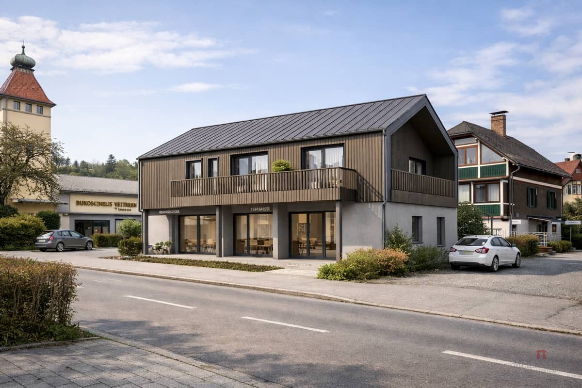 Gewerbelage in Velden am Wörthersee – EG-Lokal 68 m², OG-Einheit 63 m²