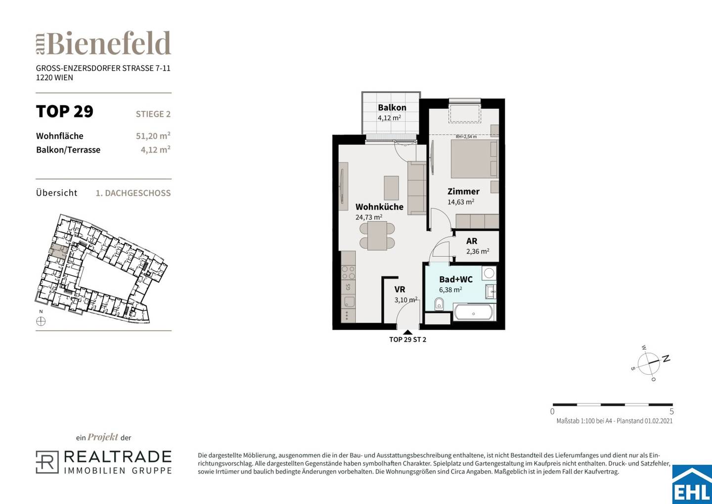 New build apartment with loggia in Aspern Am Bienefeld