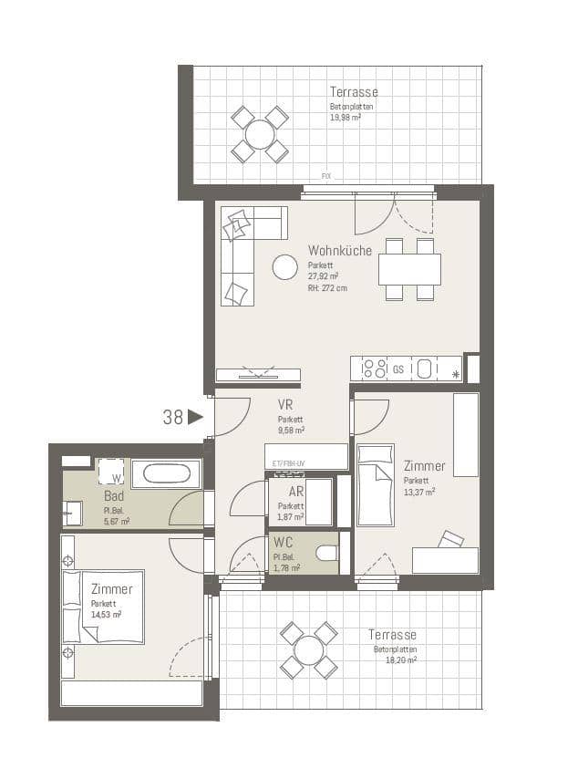 Penthouse with panoramic view two terraces commission free