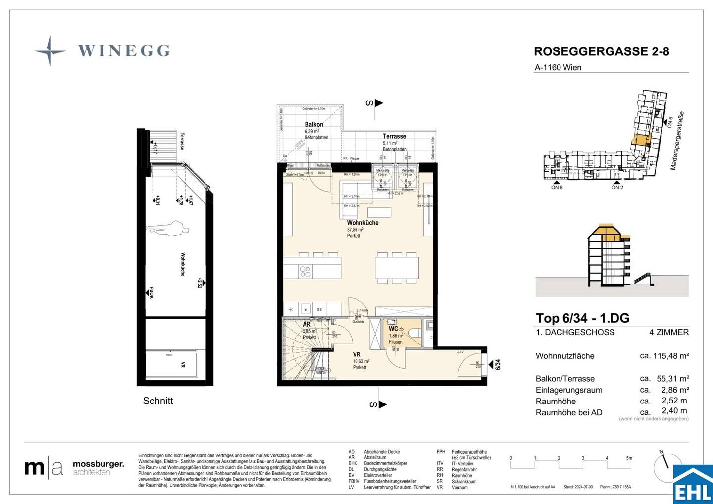 Apartment with roof terraces and panoramic view