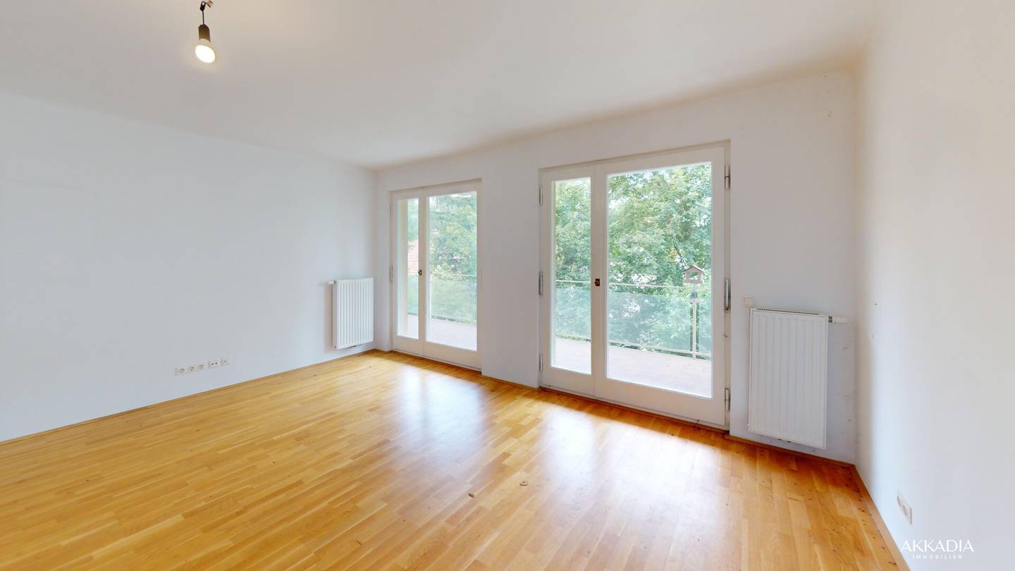 Apartment with open kitchen and balcony with green view