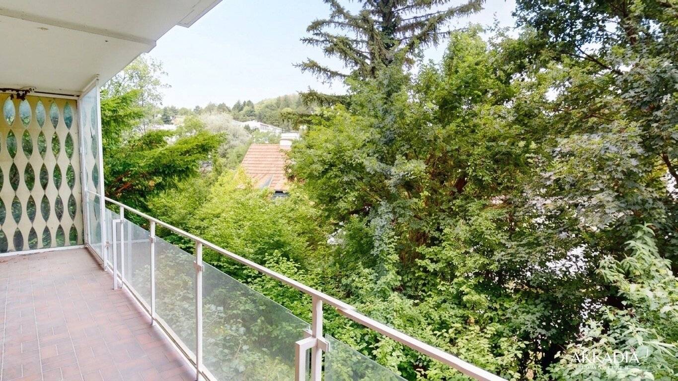 Apartment with open kitchen and balcony with green view