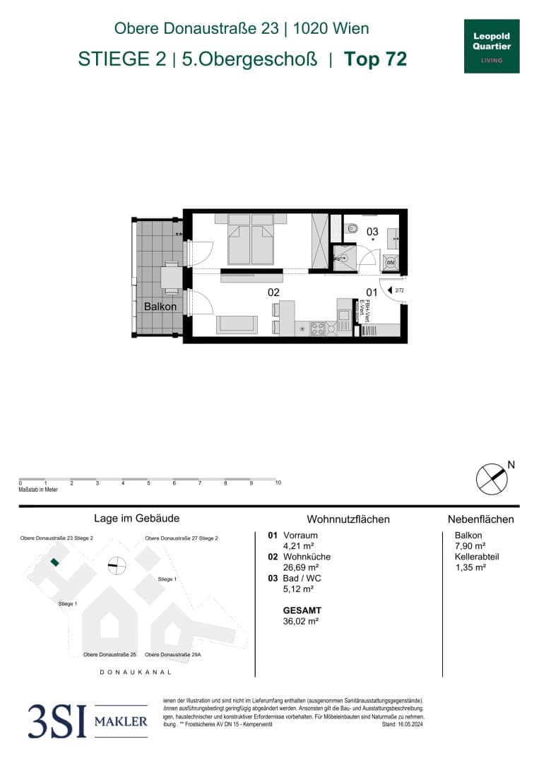 New build apartment balcony near Donaukanal
