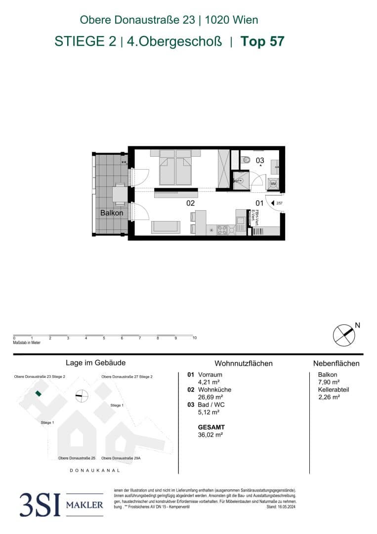 Apartment brand new geothermal heating balcony