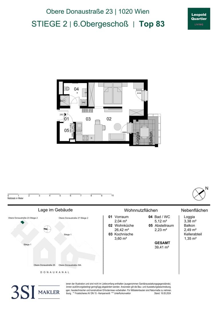 Neubau Wohnung Loggia nahe Augarten provisionsfrei