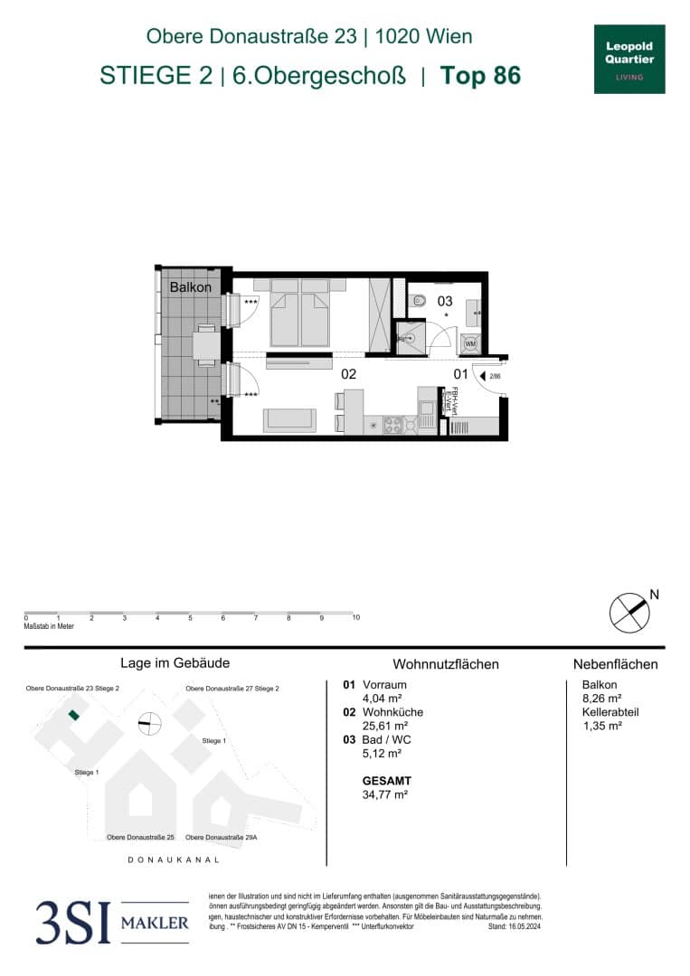 First occupancy apartment with balcony near Augarten