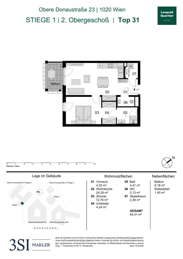 Erstbezug Wohnung Augarten mit Südwestbalkon