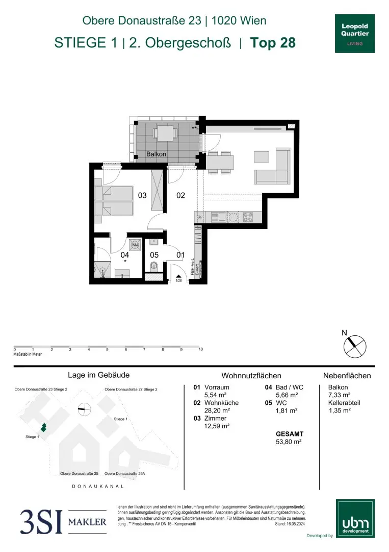 New build apartment with balcony in Karmeliterviertel