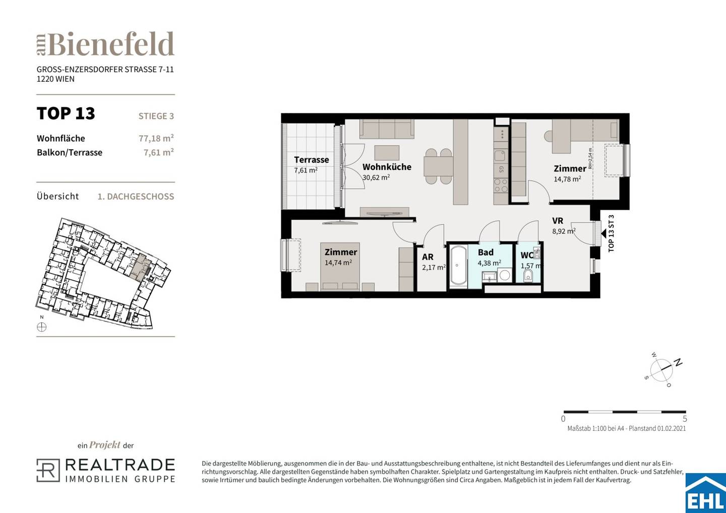 Apartment Seestadt new build with loggia and terrace