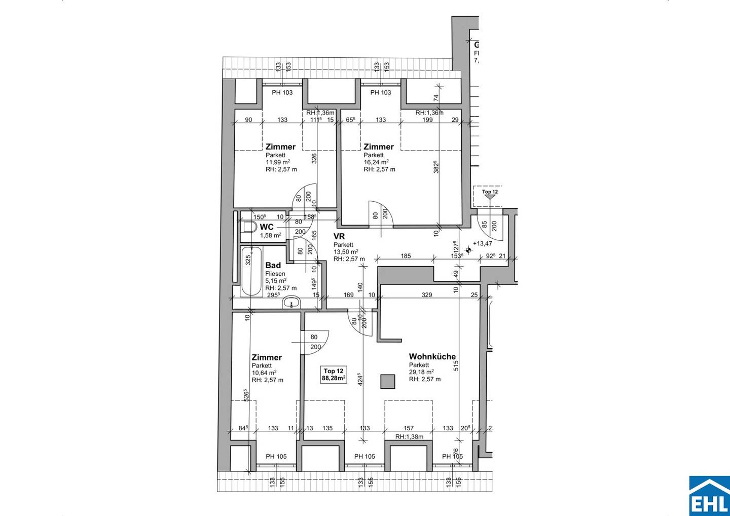 Dachgeschosswohnung mit eigenem Garten nahe Lendplatz