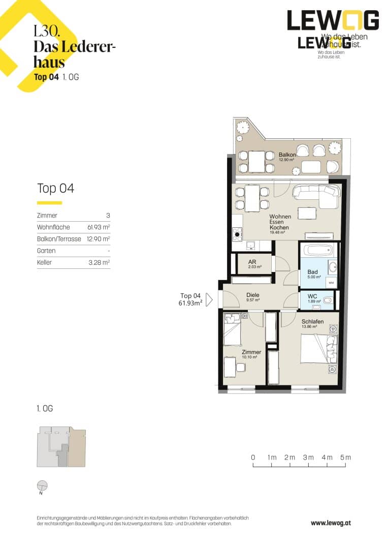 L30. DAS LEDERERHAUS - 62 m² & großer Balkon - Top 04 - Mitten in der Stadt!