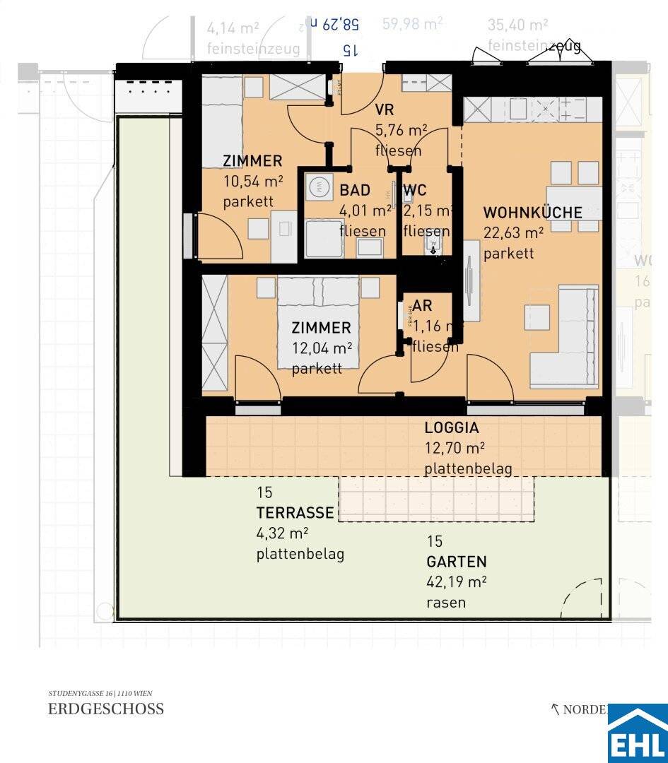 Your new home in Simmering: Comfortable 2 and 3 room apartments with outdoor space