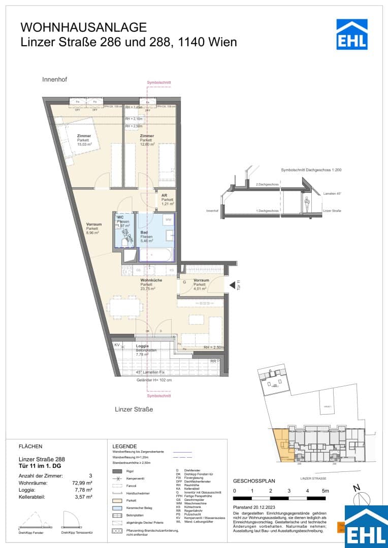 Moderne 3-Zimmer-Wohnung in Wien 14., Penzing mit Loggia und Balkon