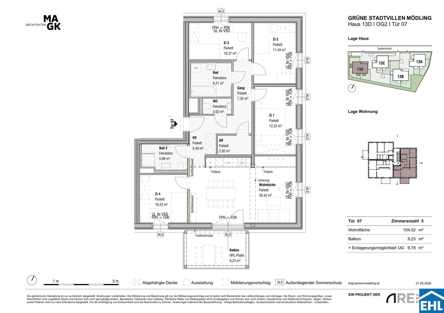 New build apartment with balcony and timber construction