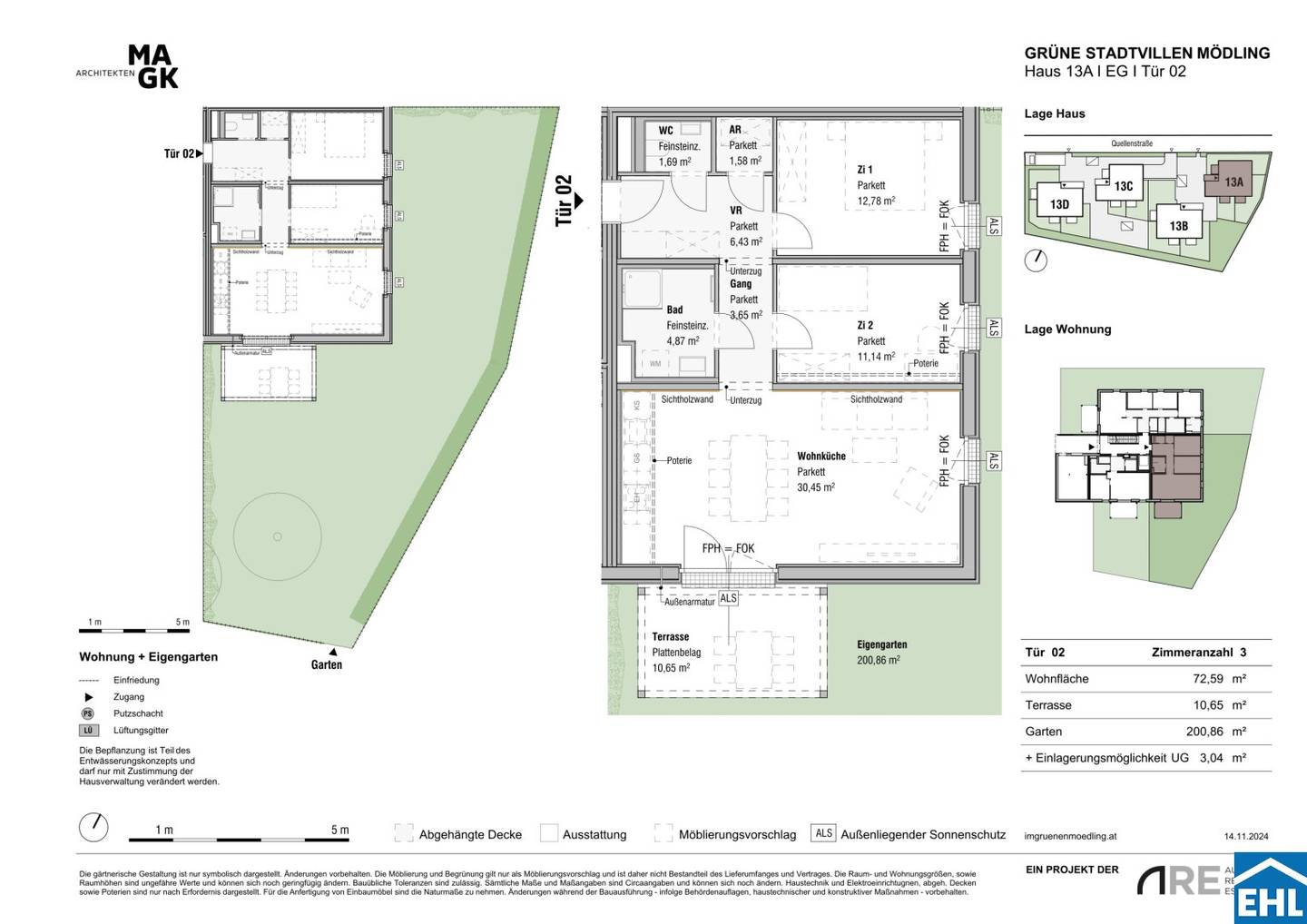 Neubauwohnung mit privatem Garten und Tiefgarage
