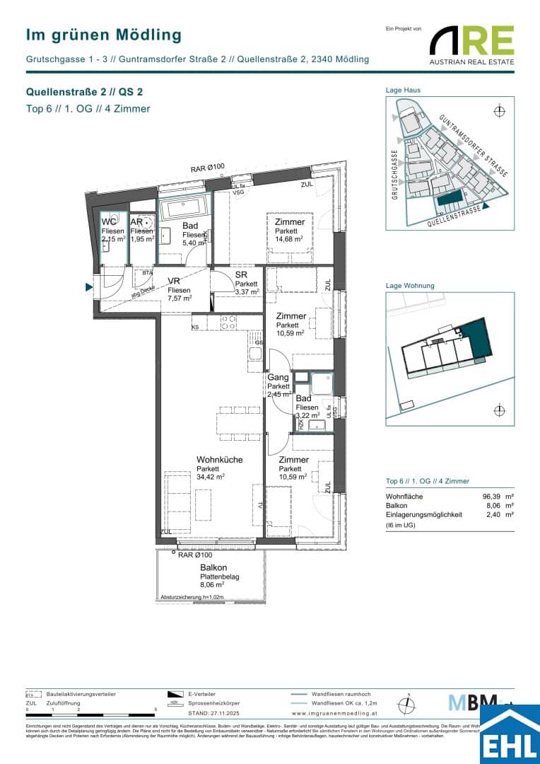 Wohnung Neubau Erstbezug Balkon im Grünen