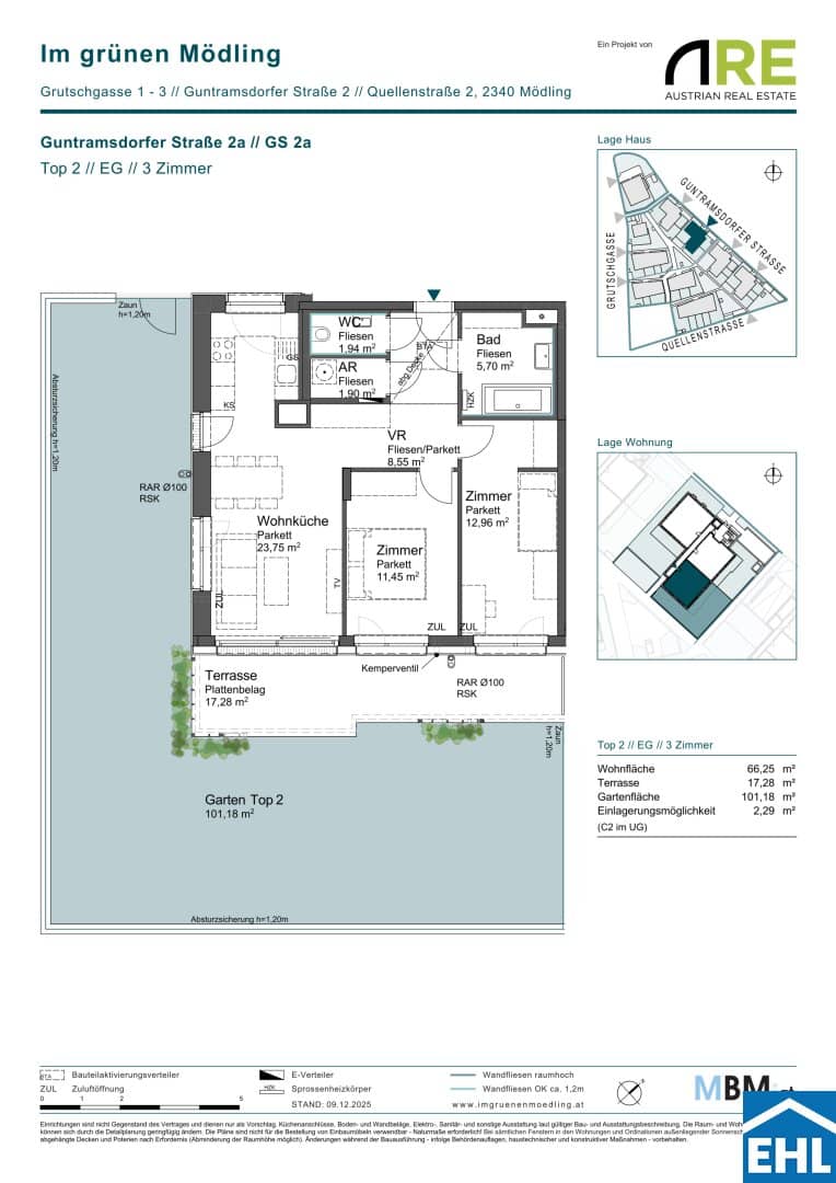 Anlegerwohnung Mödling mit Privatgarten Terrasse