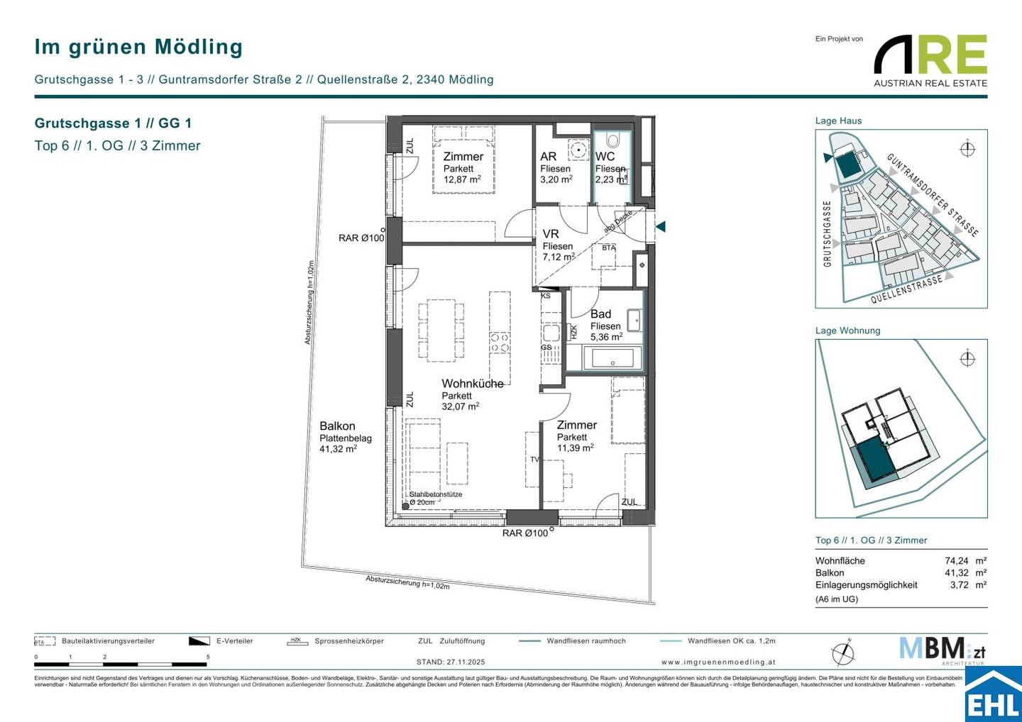 Wohnung Neubau Erstbezug Balkon Mödling
