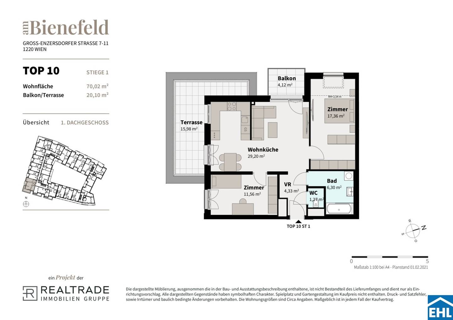 Newly built apartment terrace Seestadt
