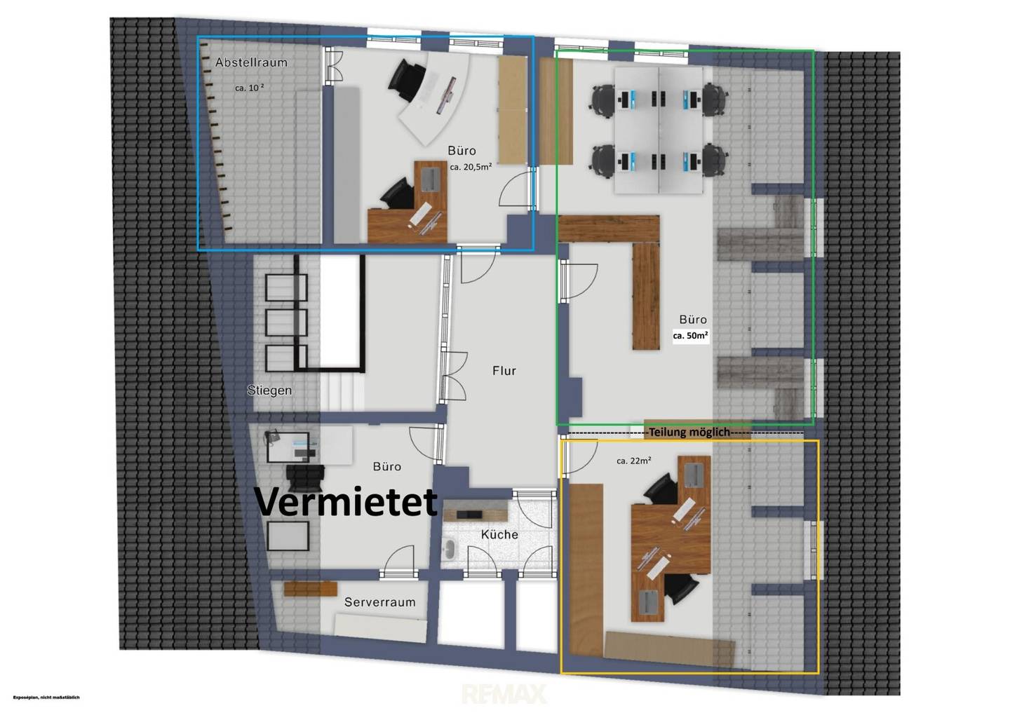 Bright office spaces with parquet flooring in a central location