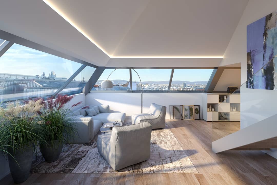 Wohnung baubewilligter Rohdachboden Luxus Penthouse Dachterrasse