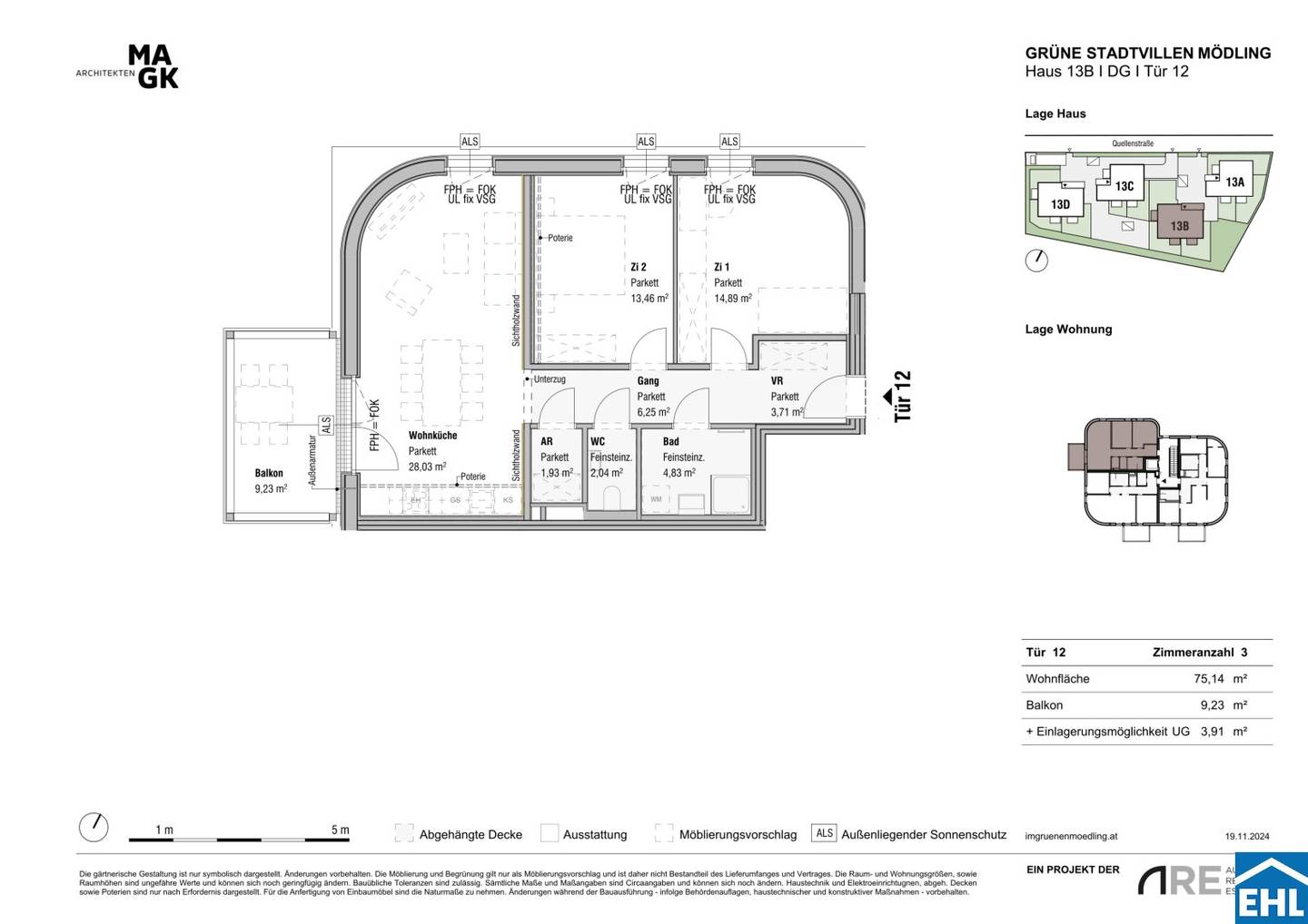 New build apartment with balcony in sustainable timber construction