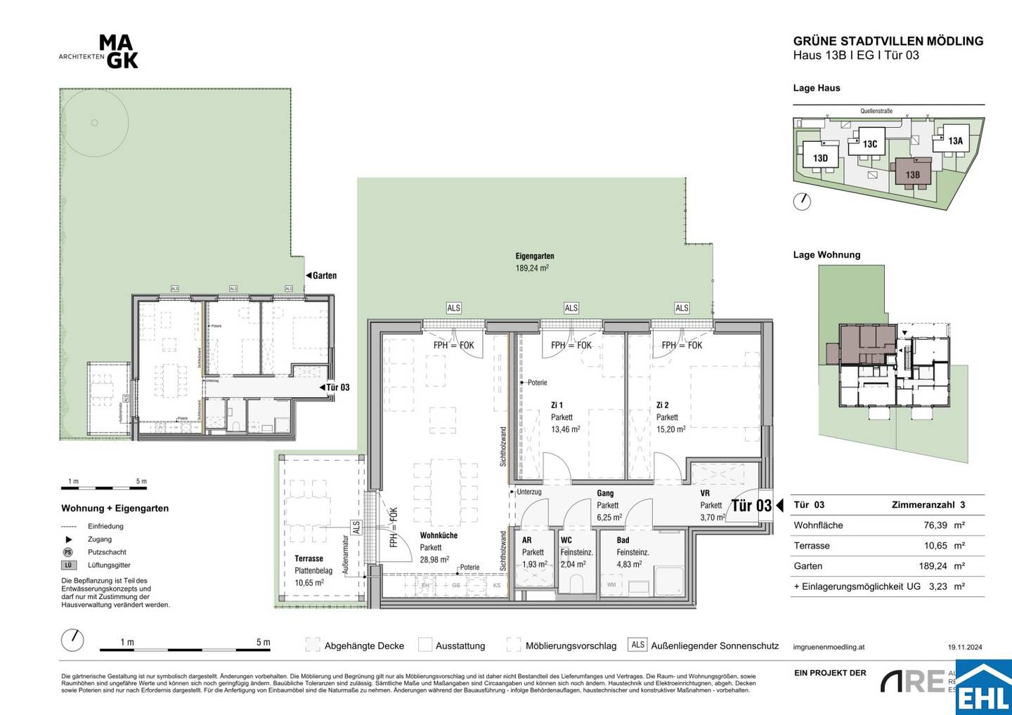 Newly built apartment with garden