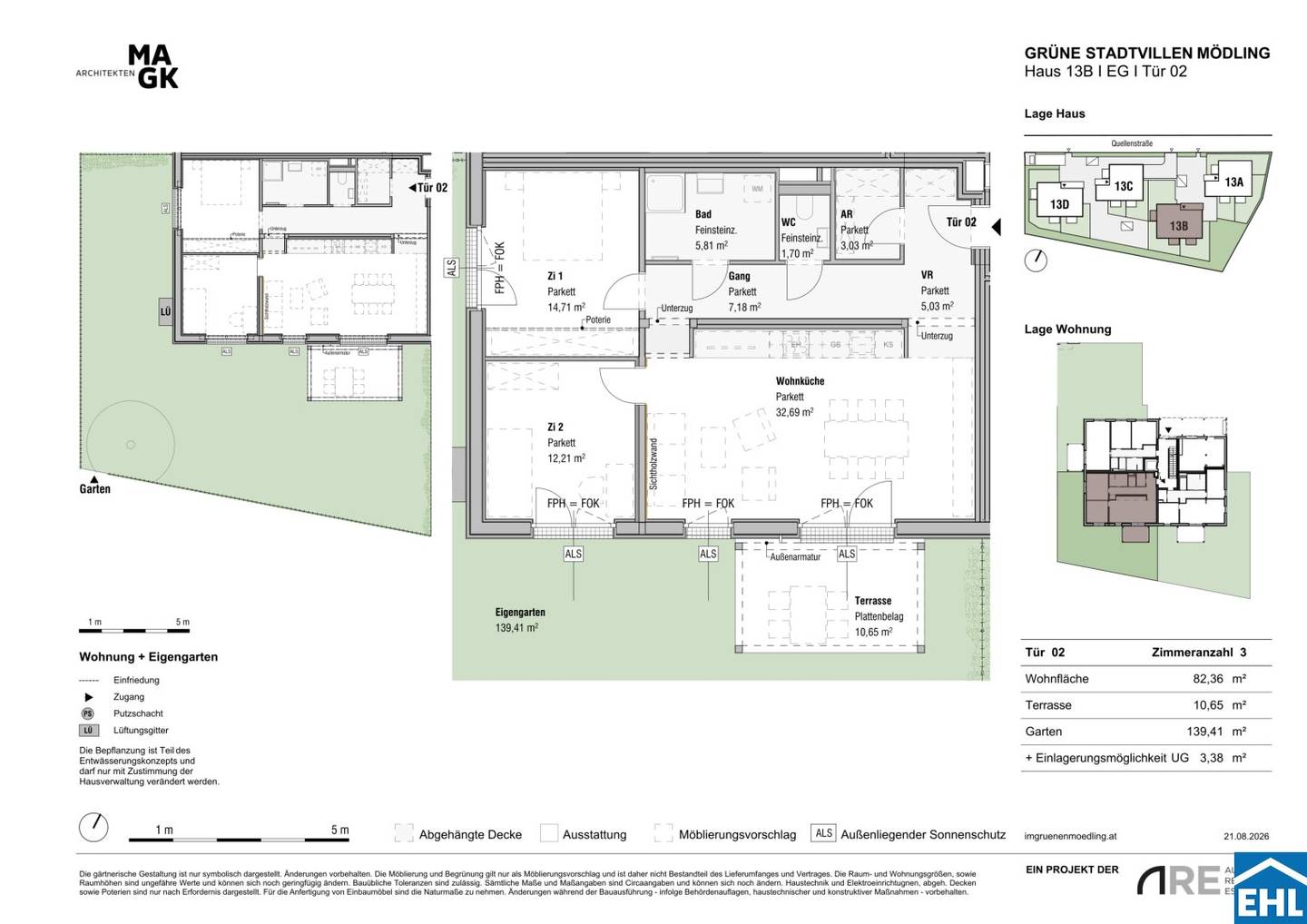 Apartment in the green with garden and timber construction