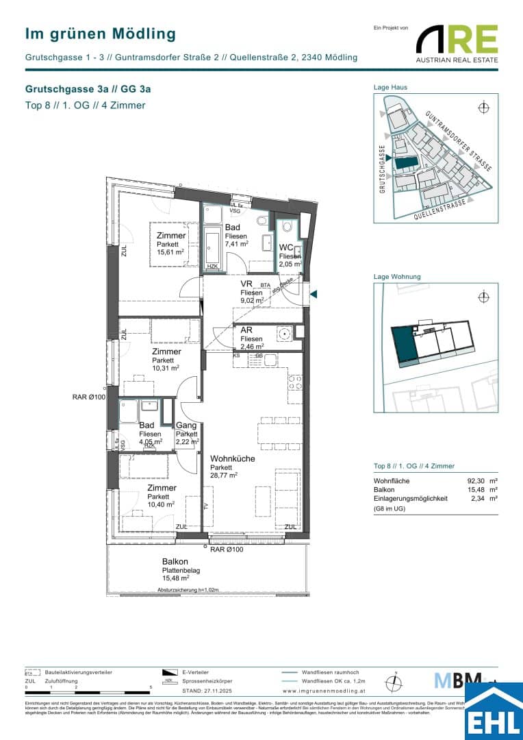 Newly built apartment with balcony in the green