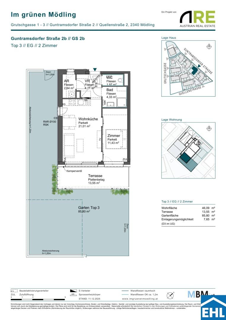 New build apartment with private garden and terrace