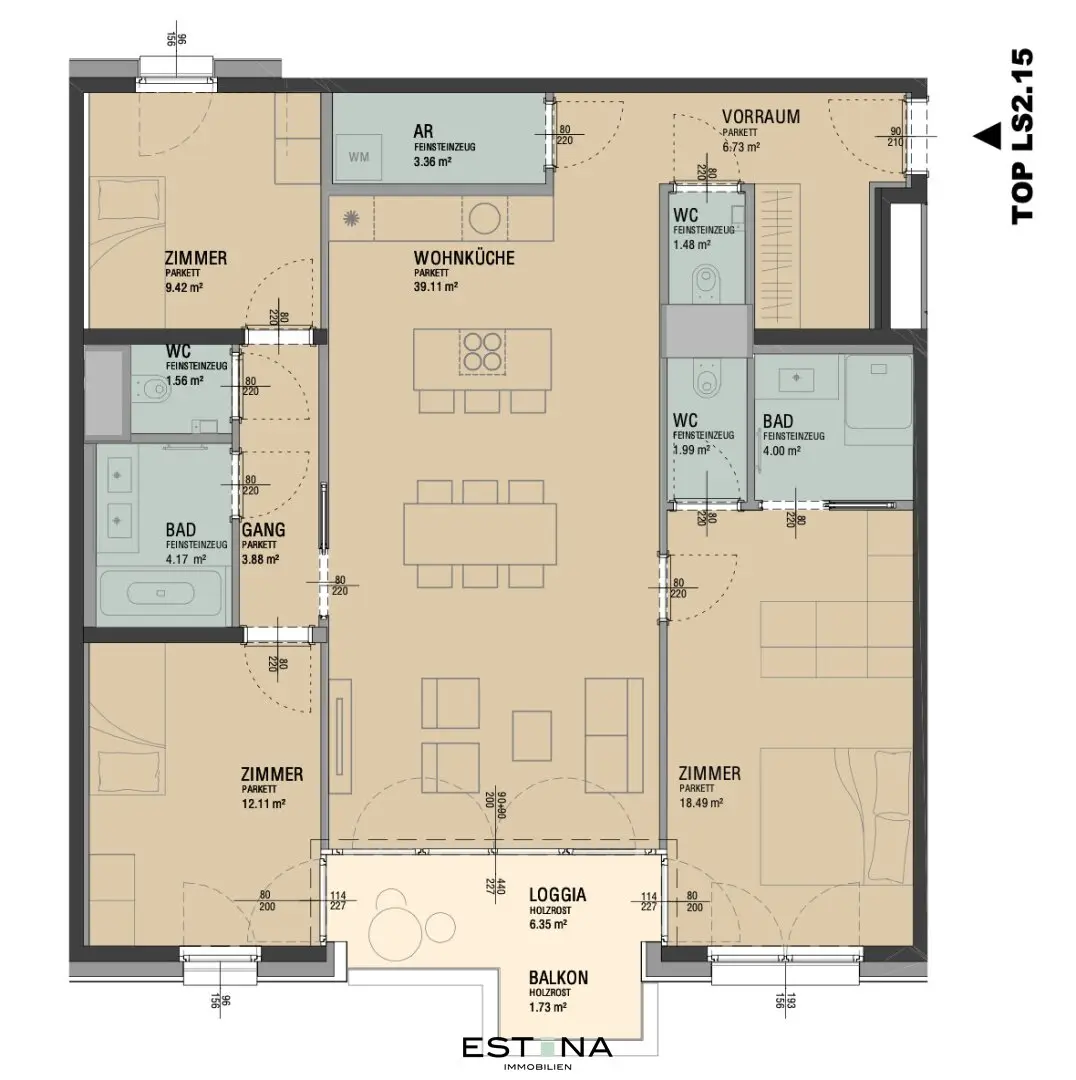 Helle 4-Zi-Wohnung mit Loggia in Wien-Favoriten, Nähe Hauptbahnhof