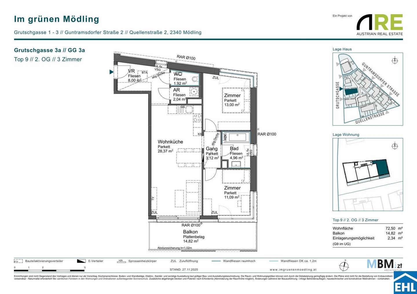 New build apartment first occupancy balcony near Wienerwald