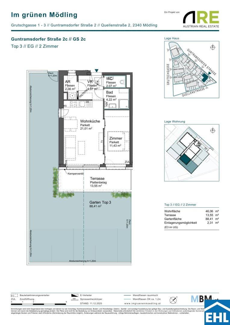 New build apartment with private garden and terrace