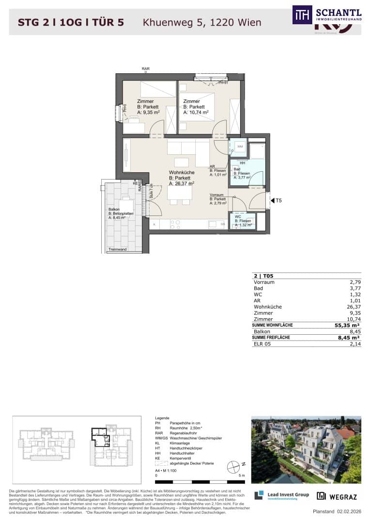 Wohnung new build balcony near Mühlwasser