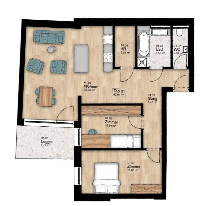 Mietwohnungen in Kolsass: zentrale Lage, Loggia, Lift, Neubau