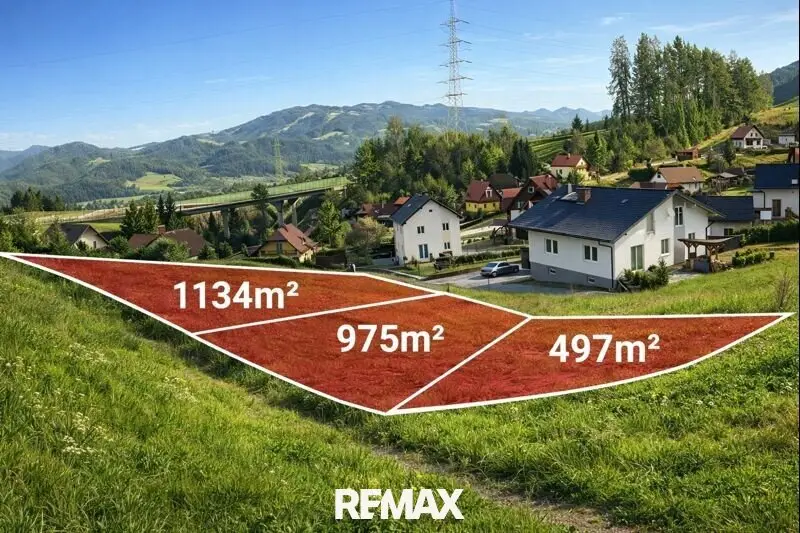 Top Offer 1134 m² Building Plot 572/3 in Krieglach Quiet Elevated Location with Wonderful View