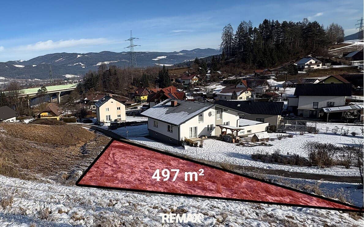 Baugrundstück 497 m² in Krieglach – ruhige, erhöhte Lage mit Ausblick