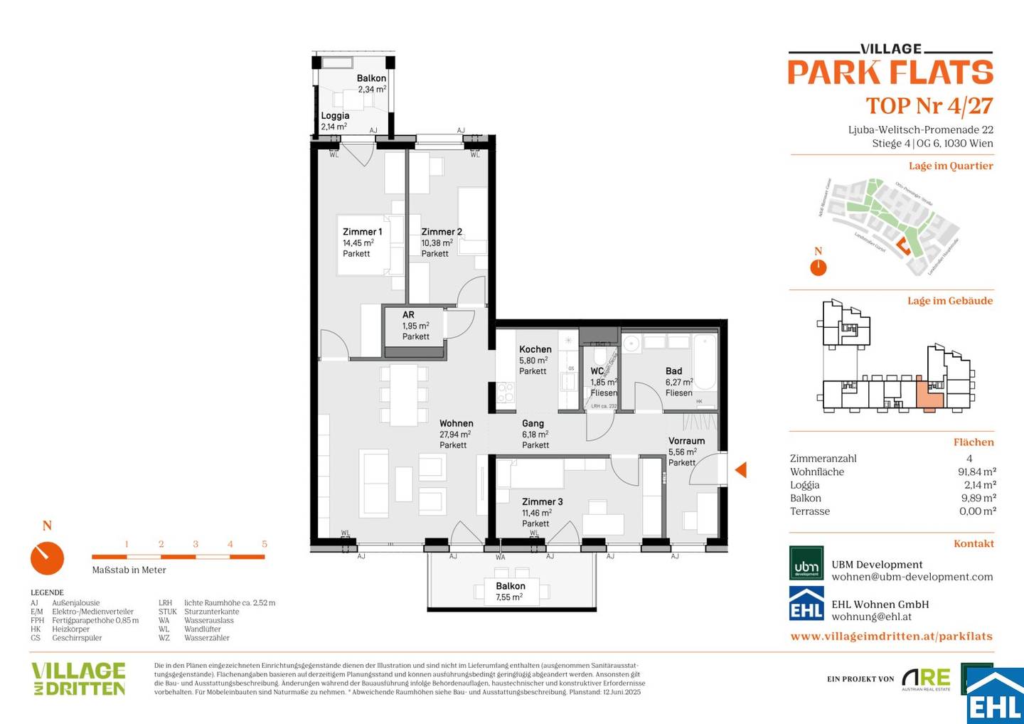 Wohnung mit Parkblick und privatem Balkon im Neubau
